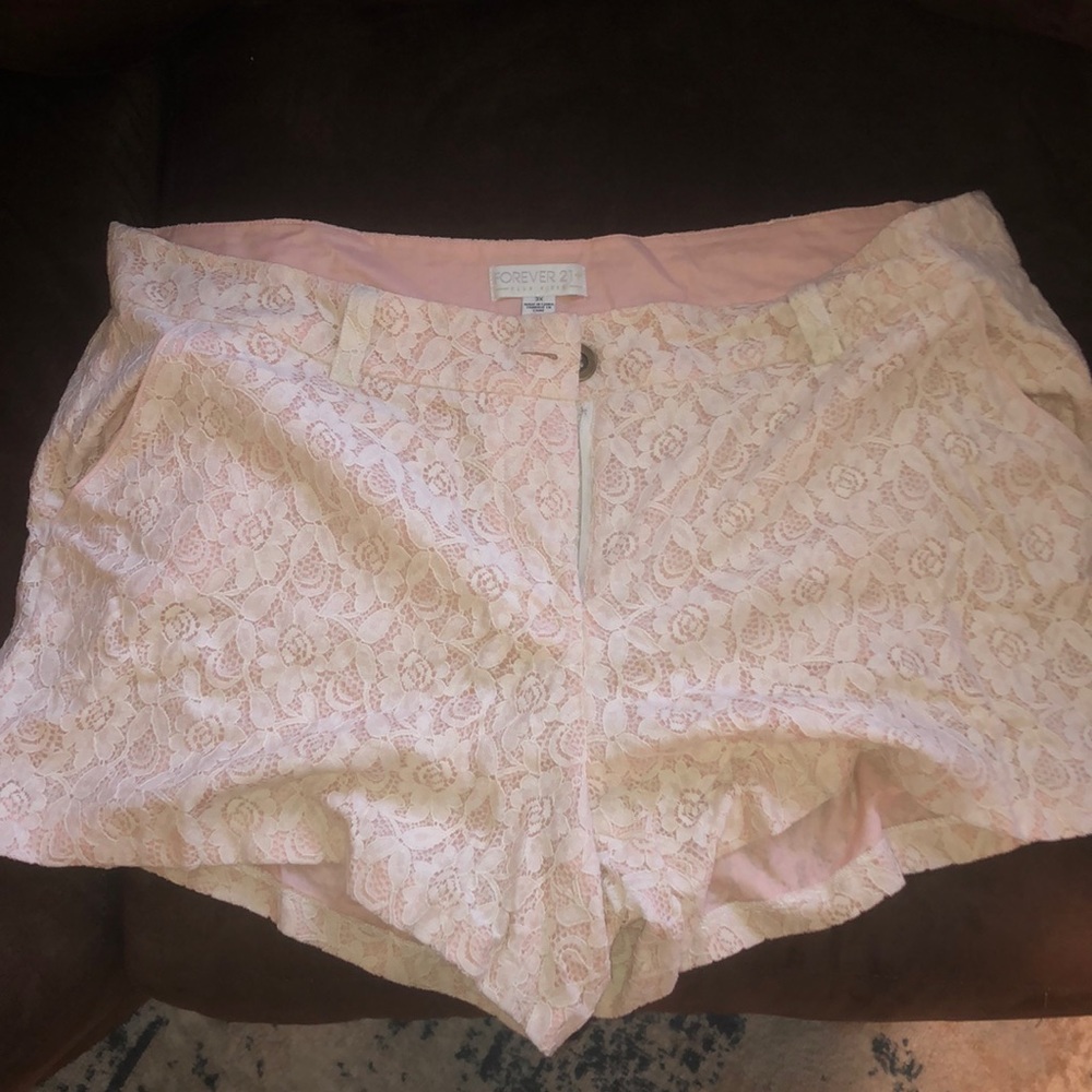 Pink and white flower shorts